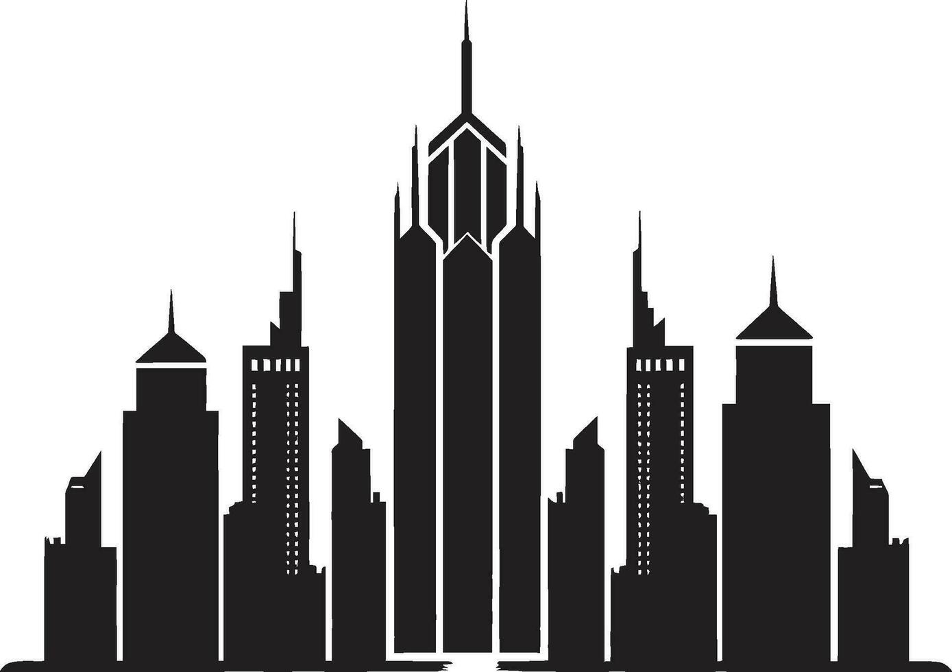 Downtown Skyscraper Blueprint Multifloor Vector Logo Design City Vista Tower Sketch Multifloor Building in Vector Icon