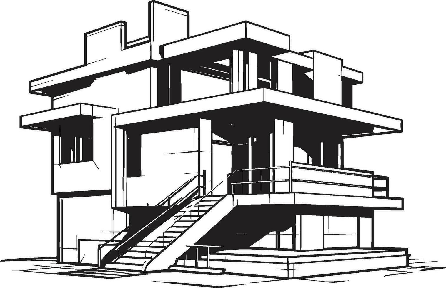 Trifold Skyline Serenade Icon of Urban Residential Opulence Triplex Downtown Zenith Vector Symbol of Urban Luxury