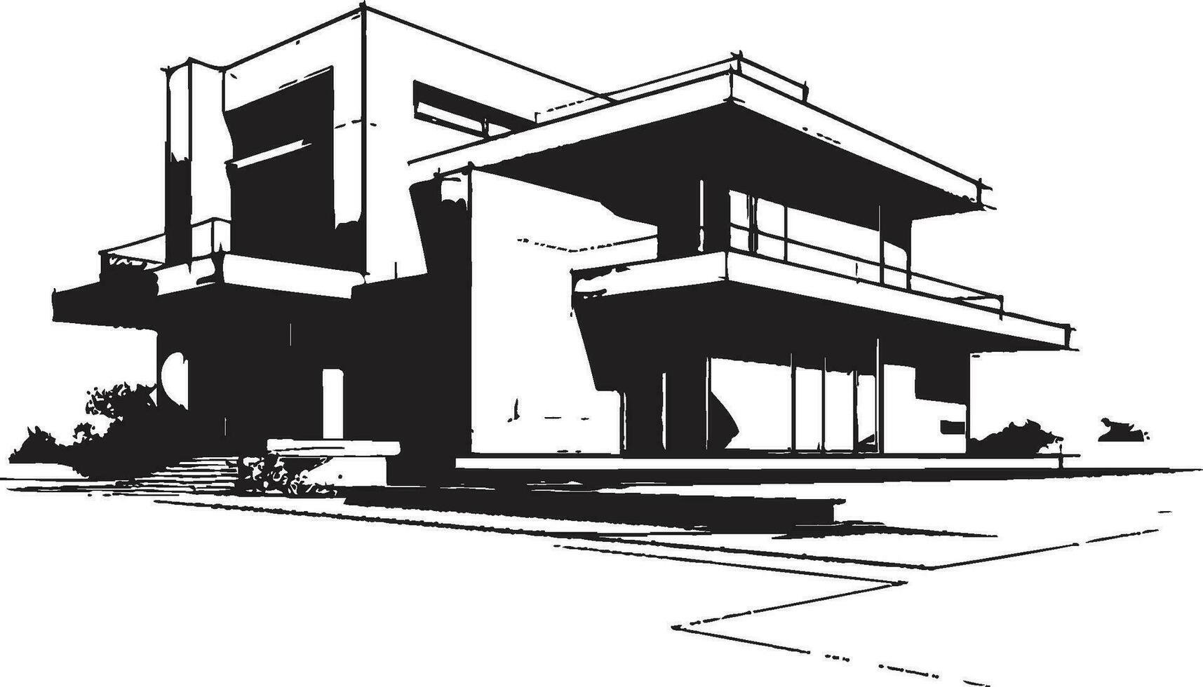 contemporáneo villa estructura icónico emblema en vector icono villa construcción Plano arquitectónico estructura en vector logo