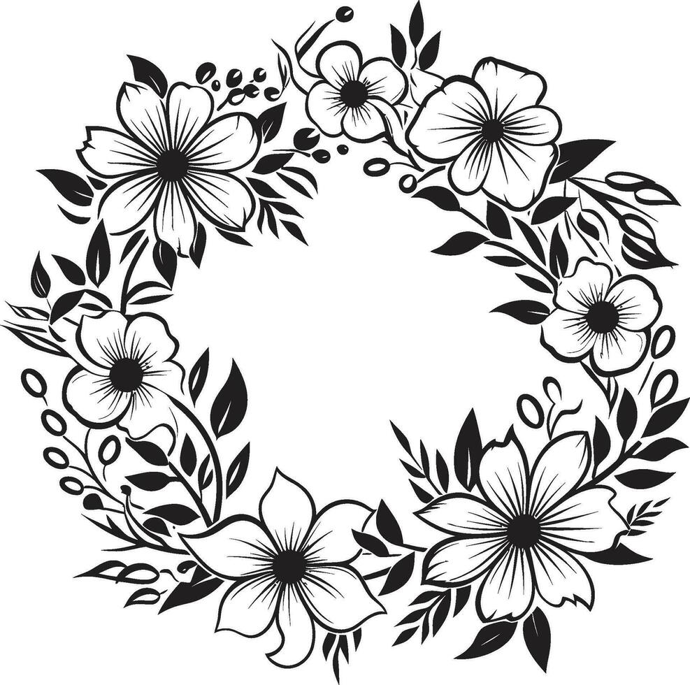 sofisticado Boda florales hecho a mano vector emblema resumen floral arreglo negro icónico logo