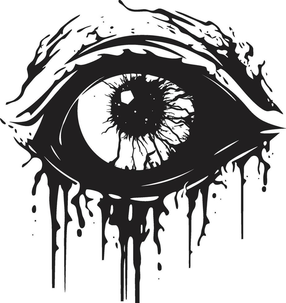 Chilling Zombie Vision Black Vector Design Menacing Unearthly Glare Creepy Black Icon