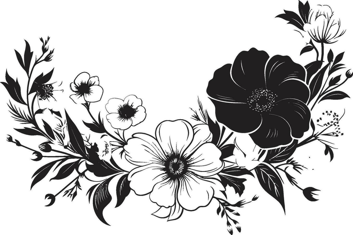 sutil floral Desplazarse icónico logo elemento etéreo hecho a mano ramo de flores vector logo diseño