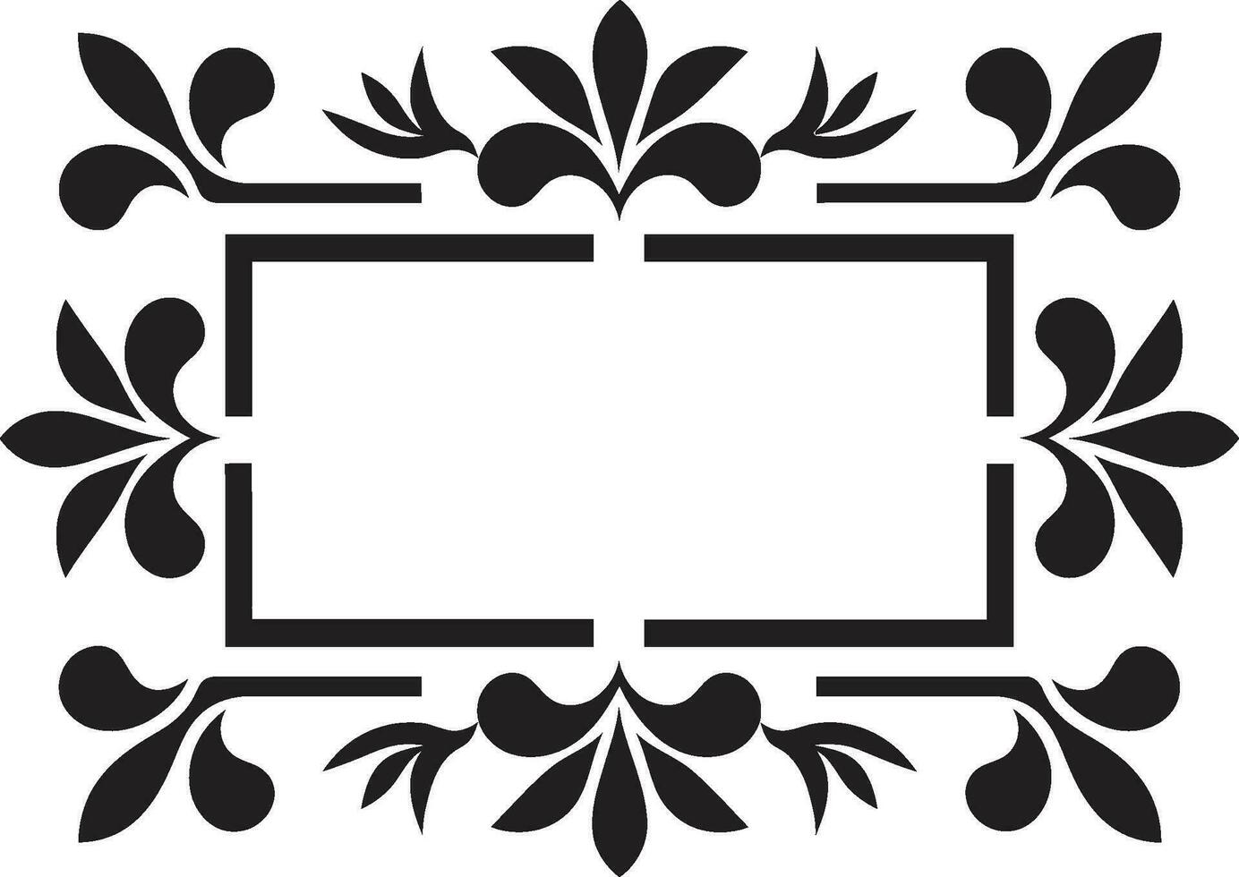 Geometric Harmony Black Tile Floral Icon Abstract Garden Vector Tile Pattern