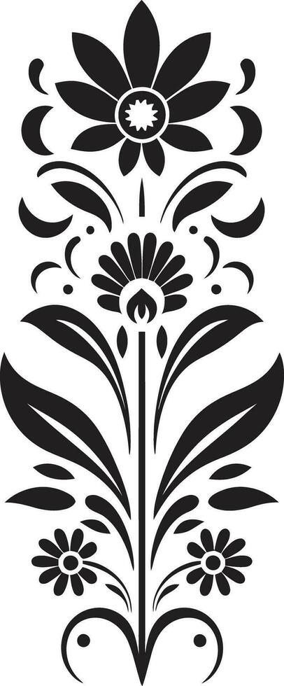Retro Vine Scrolls Line Vector Emblem Delicate Petal Adornments Decorative Line Logo
