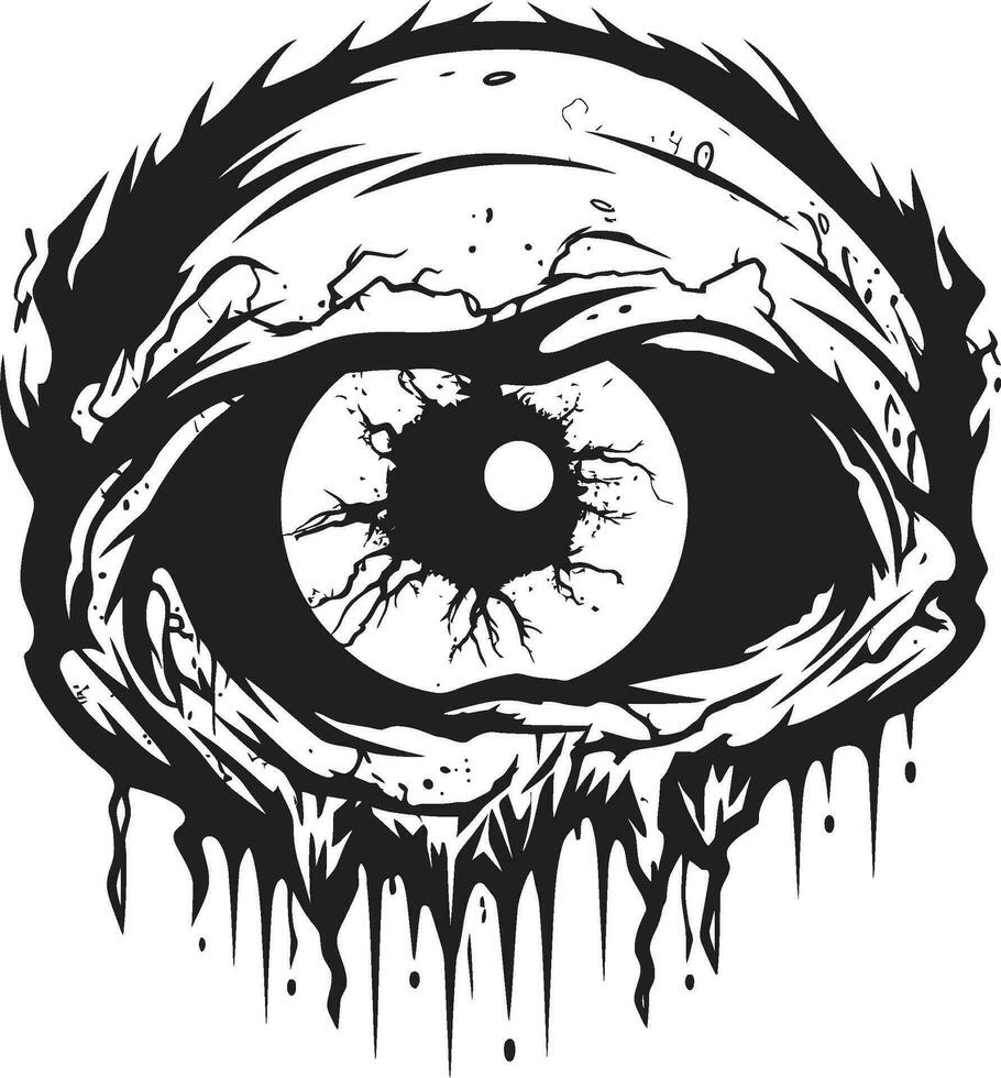 Menacing Unearthly Glare Creepy Black Icon Haunted Undead Look Vector Scary Eye Emblem