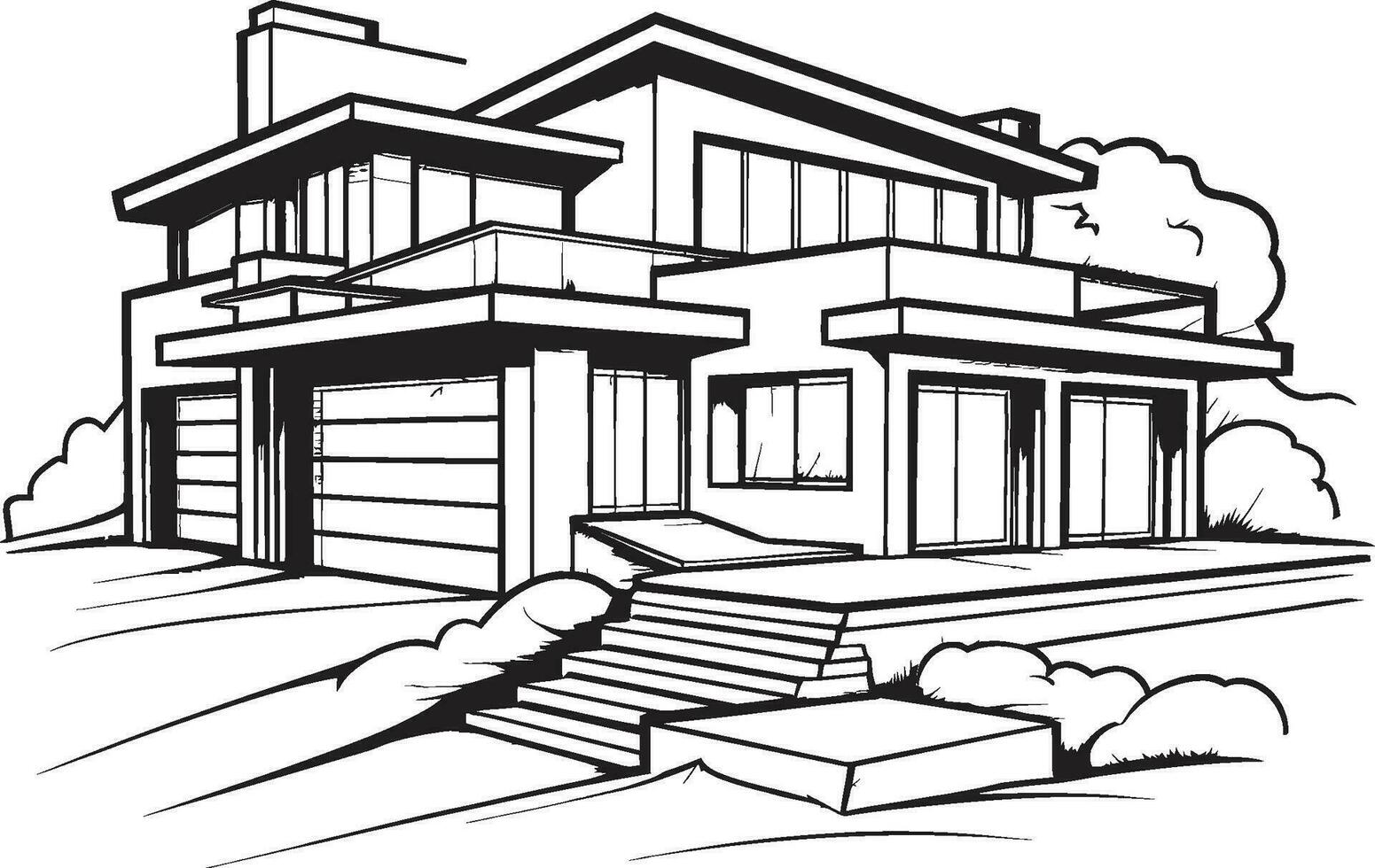 Powerhouse Abode Icon Bold House Sketch Vector Emblem Solid Homestead Symbol Thick House Outline in Vector Logo