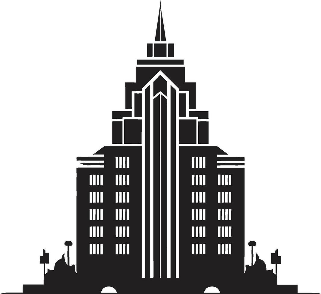 Urban Heights Symphony Multifloral Building Vector Logo Emblem Cityline Silhouettes Multifloor Building Design in Vector Icon