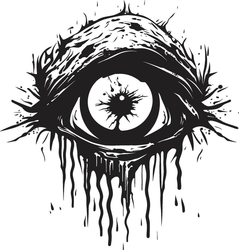 Sinister Stare Creepy Scary Eye Logo Icon Chilling Zombie Vision Black Vector Eye Design