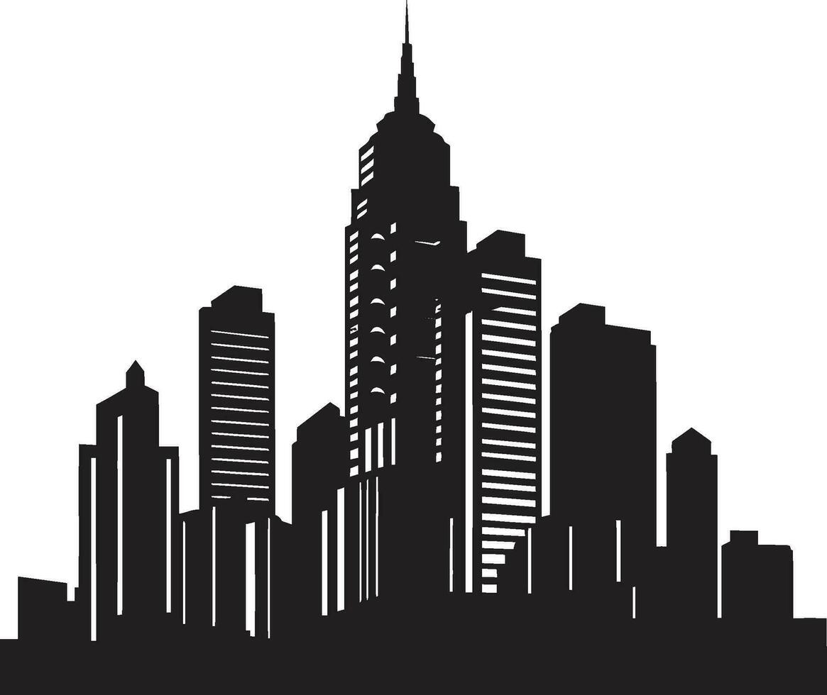 Metropolitan Heights Sketch Cityscape Multifloor Vector Icon Urban Skyscraper Impression Multifloor Vector Logo Design