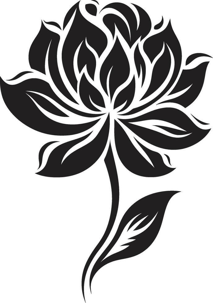 Modern Bloom Essence Simple Black Vector Logo Artistic Petal Sketch Single Hand Drawn Emblem