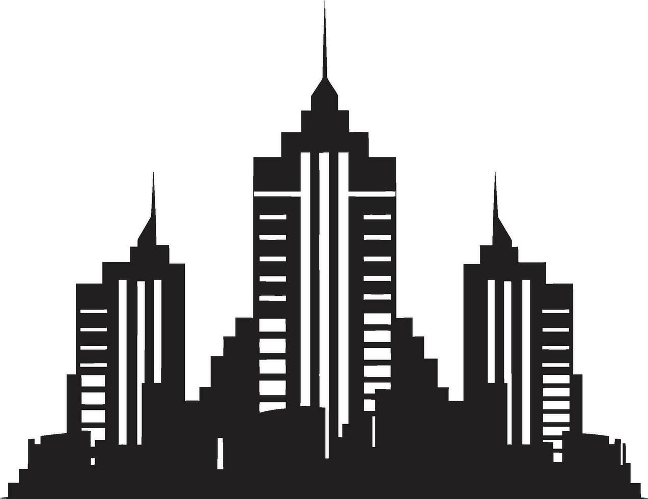 Cityline Elevation Multifloor Building in Vector Logo Metropolitan Core Multifloor Cityscape Vector Emblem