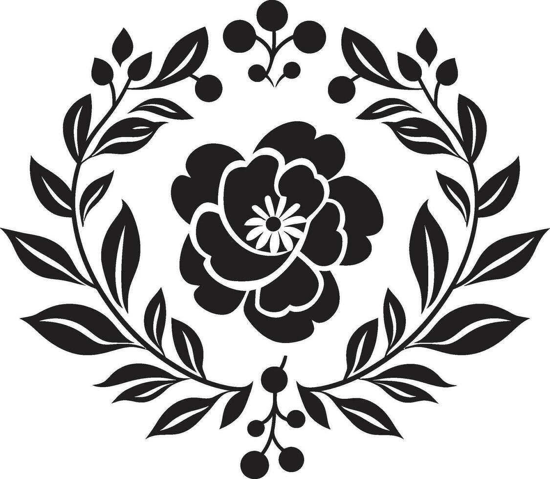 Elegant Inked Petal Odyssey Hand Drawn Noir Logos Noir Gardenia Symphony Black Floral Emblem Designs vector