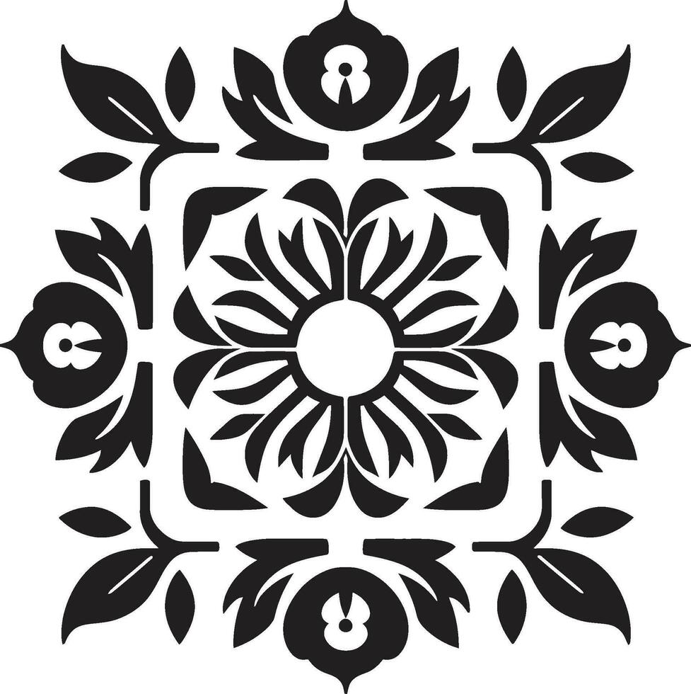 Structured Garden Vector Tile Design Floral Symmetry Geometric Emblem Icon