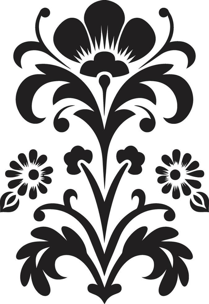 Abstract Garden Geometric Tile Icon Elegant Patterns Black Floral Vector Logo
