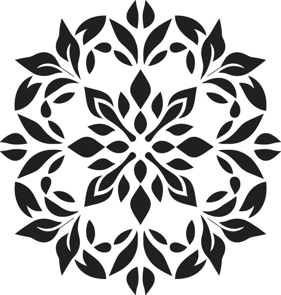 Structured Blossoms Geometric Floral Icon Floral Gridwork Black Vector Logo Design