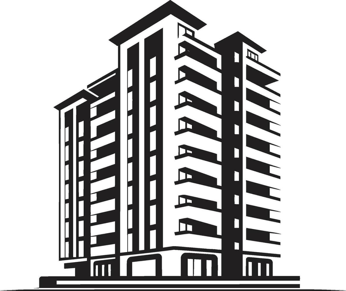 Urban Essence Skylines Multifloral Cityscape Vector Icon City Vista Marvel Symphony Multifloor Urban Vector Emblem