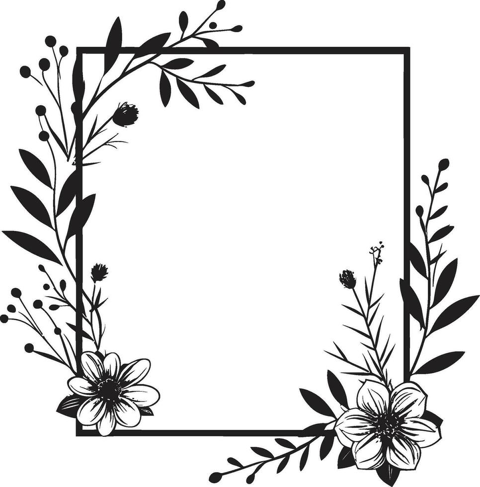 elegante noir pétalo arreglo icónico vector emblema moderno floral bosquejo mano dibujado negro icono