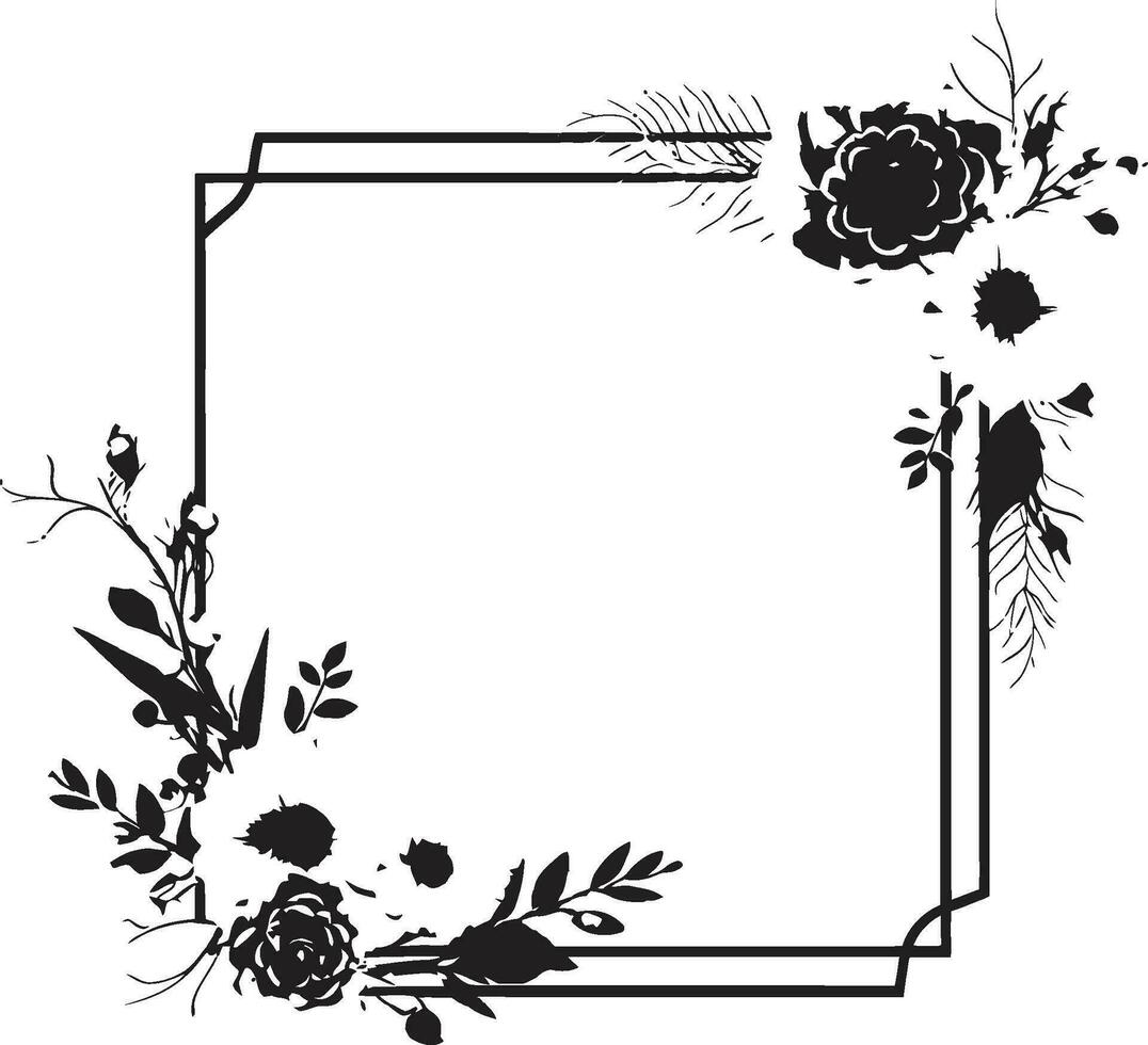 Whimsical Hand Drawn Botanicals Black Vector Icon Minimalist Noir Floral Essence Hand Rendered Icon