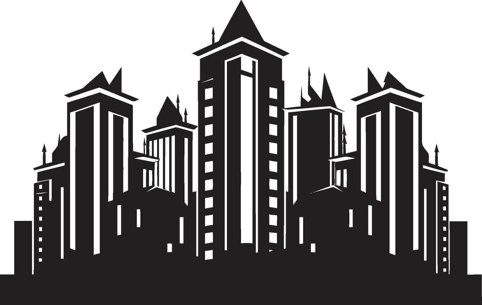 ciudad vista torre impresión multipiso edificio en vector icono diseño urbano multipiso silueta paisaje urbano vector logo diseño