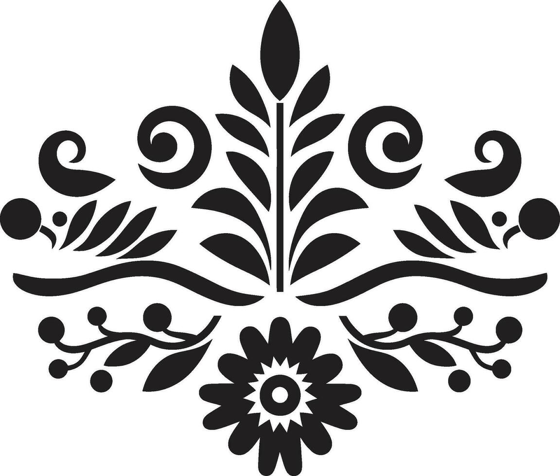 embaldosado botánica negro vector floral patrones floral simetría desvelado geométrico loseta logo