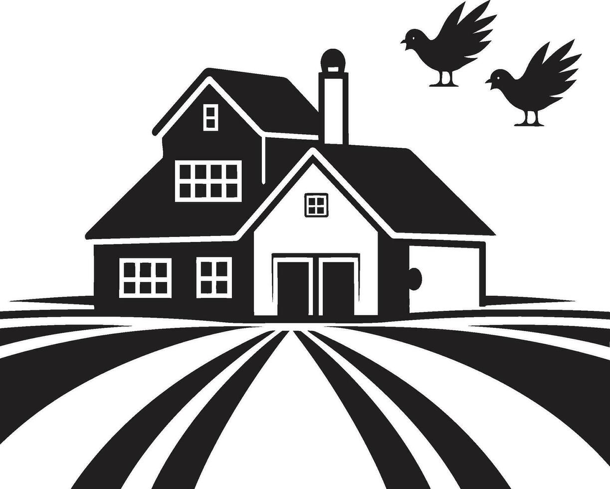 Countryside Dwelling Symbol Farmers Farmhouse Emblem Harvest Oasis Icon Farmhouse Design in Vector