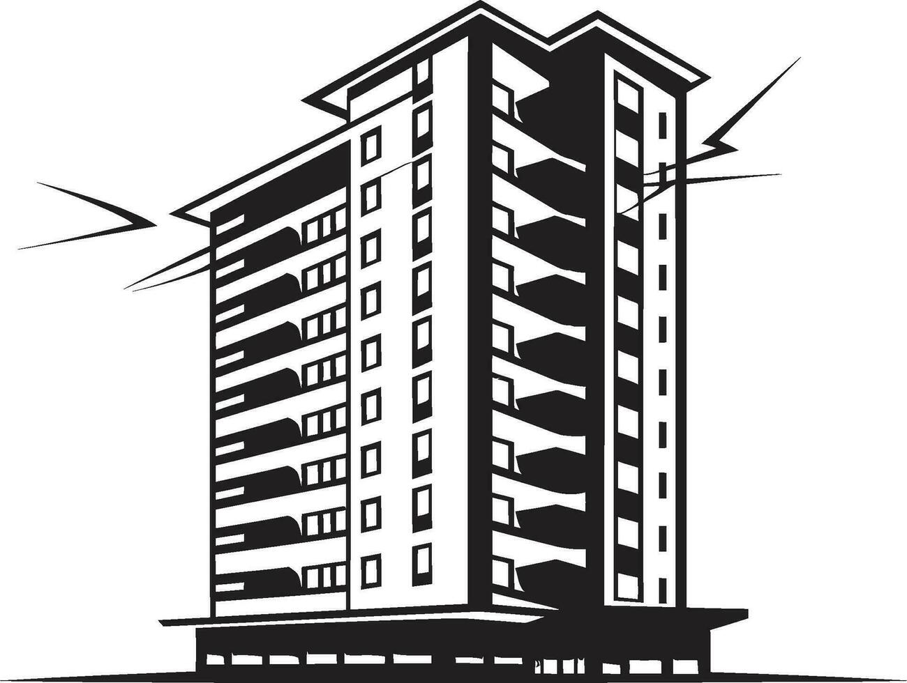 Metropolitan Visions Tapestry Multifloor Urban Vector Icon Urban Essence Skylines Multifloral Cityscape Vector Icon Design