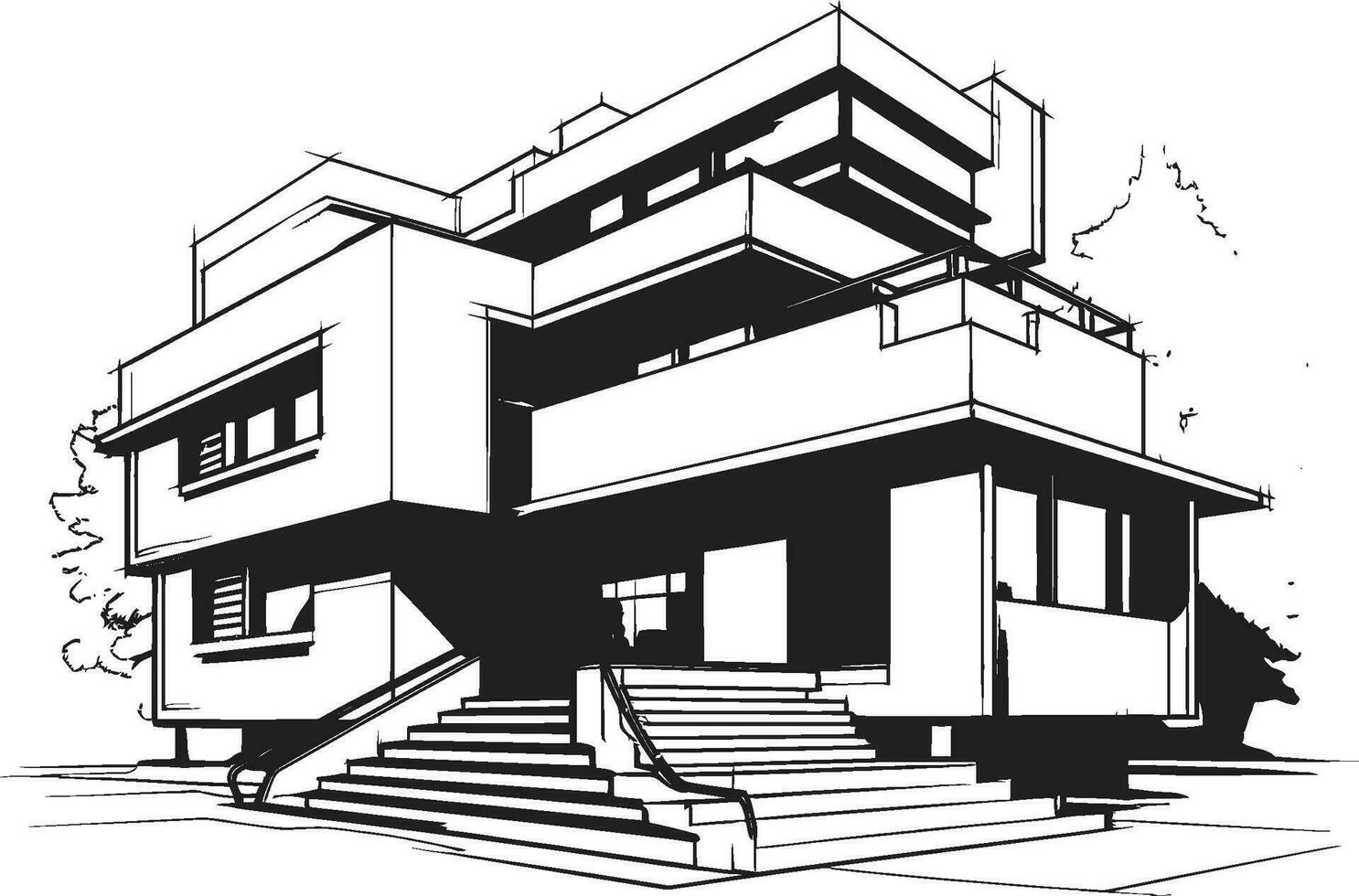 High Rise Living Icon Multi Floor House Idea Vector Logo Architectural Ascendancy Symbol Multi Level Design Vector Icon