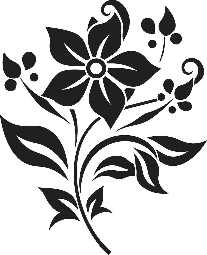 Chic Noir Blossoms Handcrafted Vector Logo Design Noir Vine Sketch Hand Drawn Black Iconic Emblem