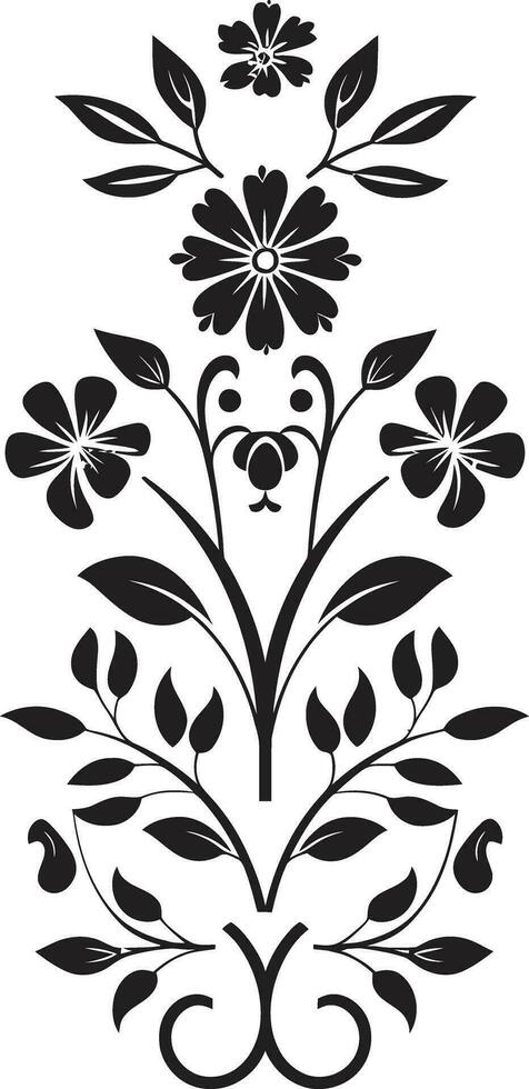 Structured Geometry Black Floral Tile Design Petal Symmetry Geometric Tile Vector Logo