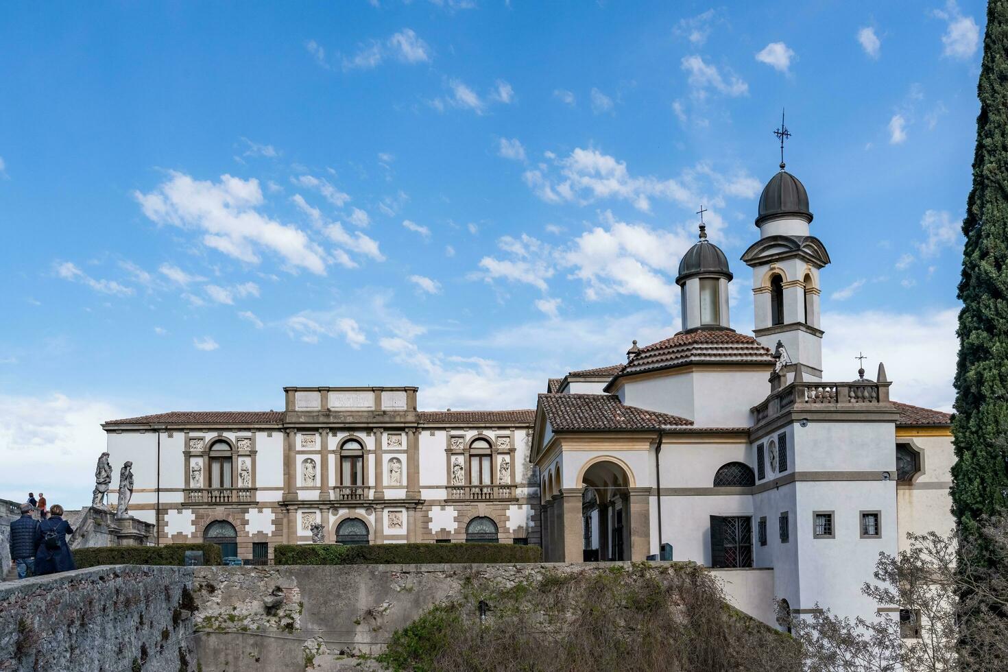 Monselice, Italy-April 16, 2023-View of the  Oratory of San Giorgio and Villa Duodo in Monselice during a sunny day photo