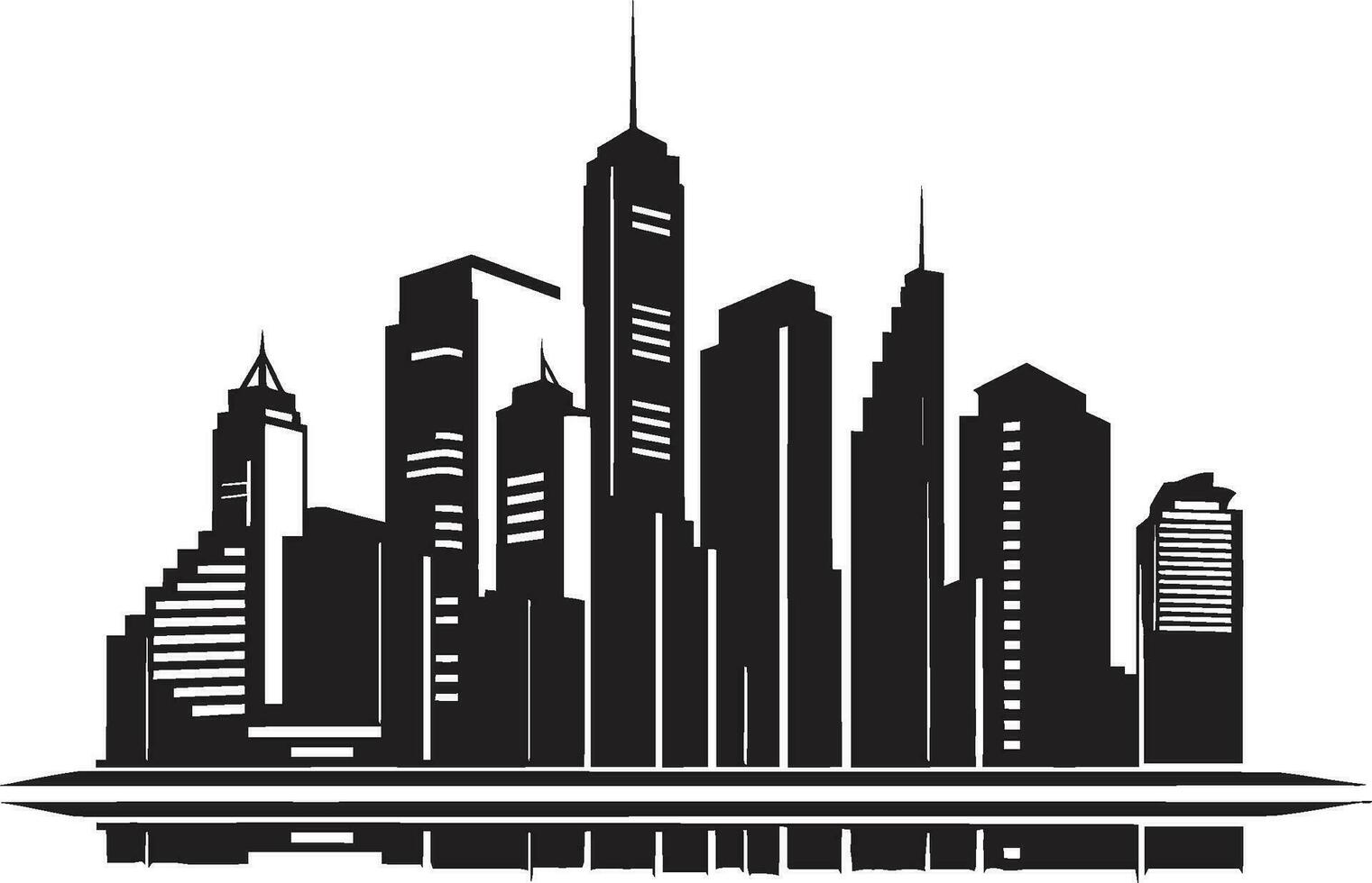 City Vista Impressions Multiflore Building in Vector Emblem Urban Skylinescape Multifloor Cityscape Vector Logo