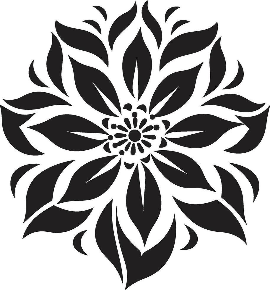 Whimsical Single Flower Minimal Black Iconic Design Modern Bloom Essence Simple Black Vector Logo