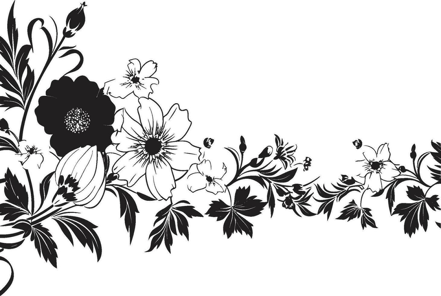 Vintage Floral Touches Invitation Card Vector Embellishments Artistic Noir Flourishes Black Logo Decorative Elements