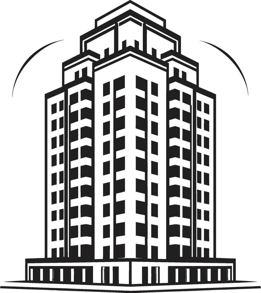 Metropolitan Heights Multifloor Cityscape Vector Icon Design Urban Skylinescape Multiflore Building in Vector Logo