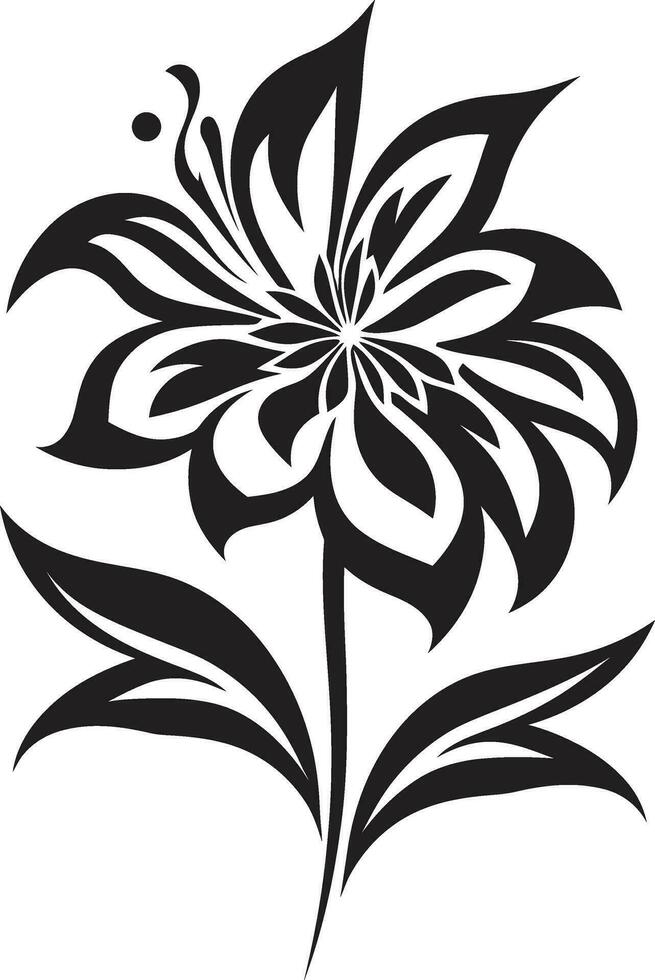 Graceful Petal Design Simple Artistic Vector Sleek Floral Composition Black Hand Drawn Icon