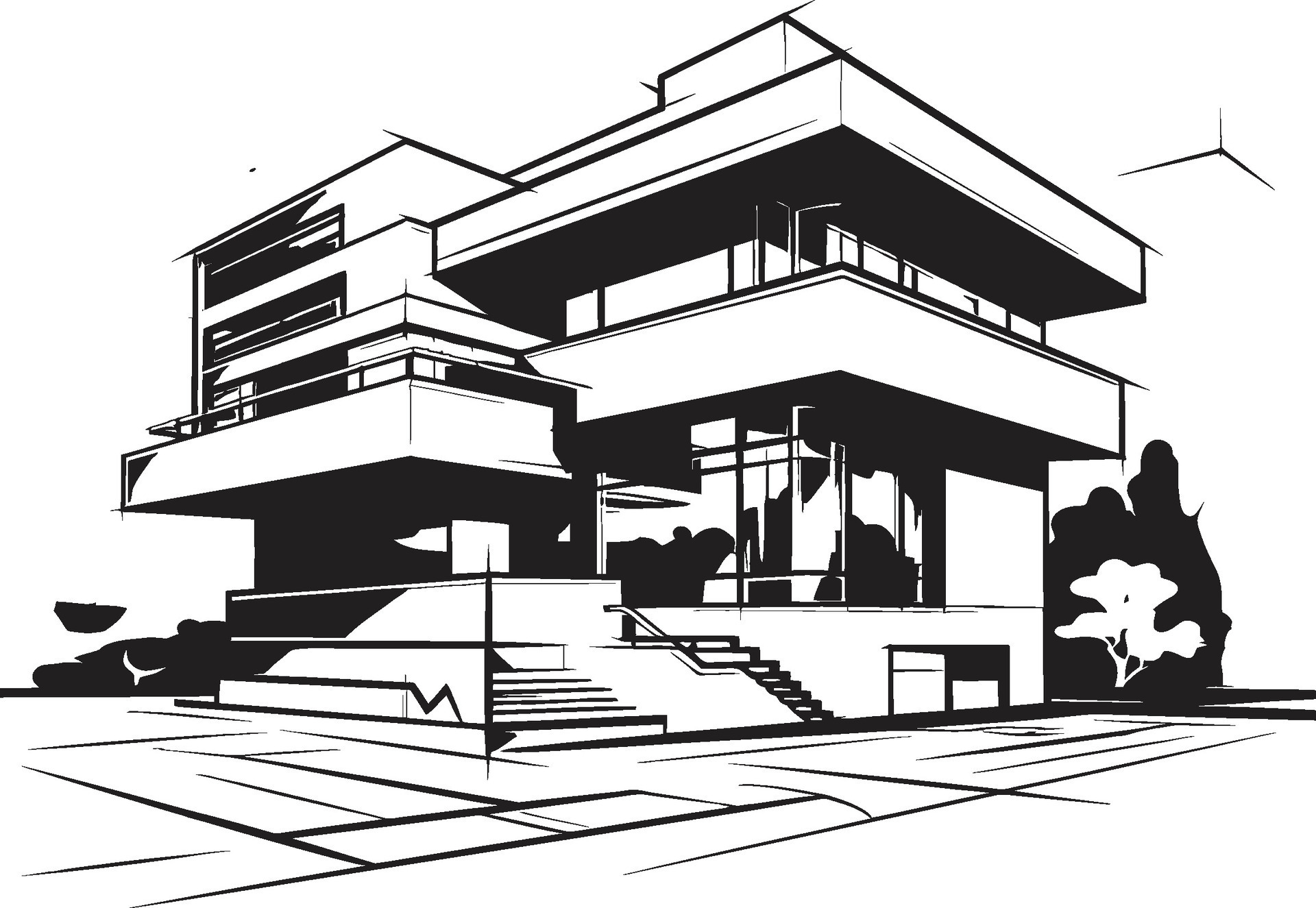 Dual Level Visionary Sketch Idea for Duplex House Vector Icon Symmetry ...