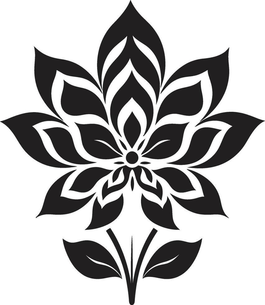 Minimalist Blossom Sketch Artistic Logo Element Chic Floral Outline Single Black Iconic Emblem vector