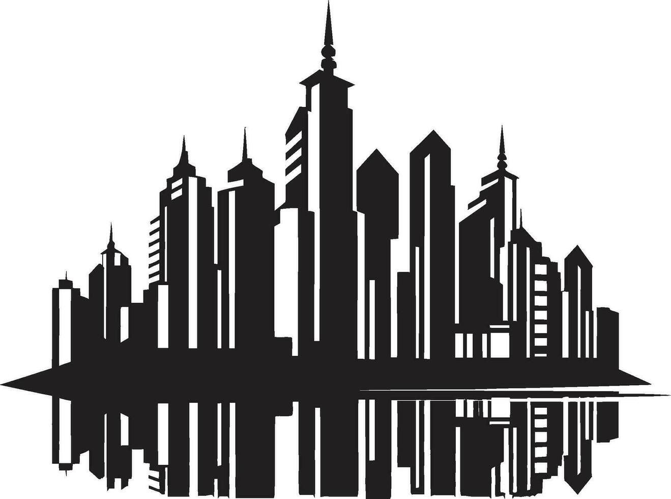 Skyline Multifloor Design Multifloor Vector Logo Icon Metropolitan Heights Sketch Cityscape Building in Vector Icon