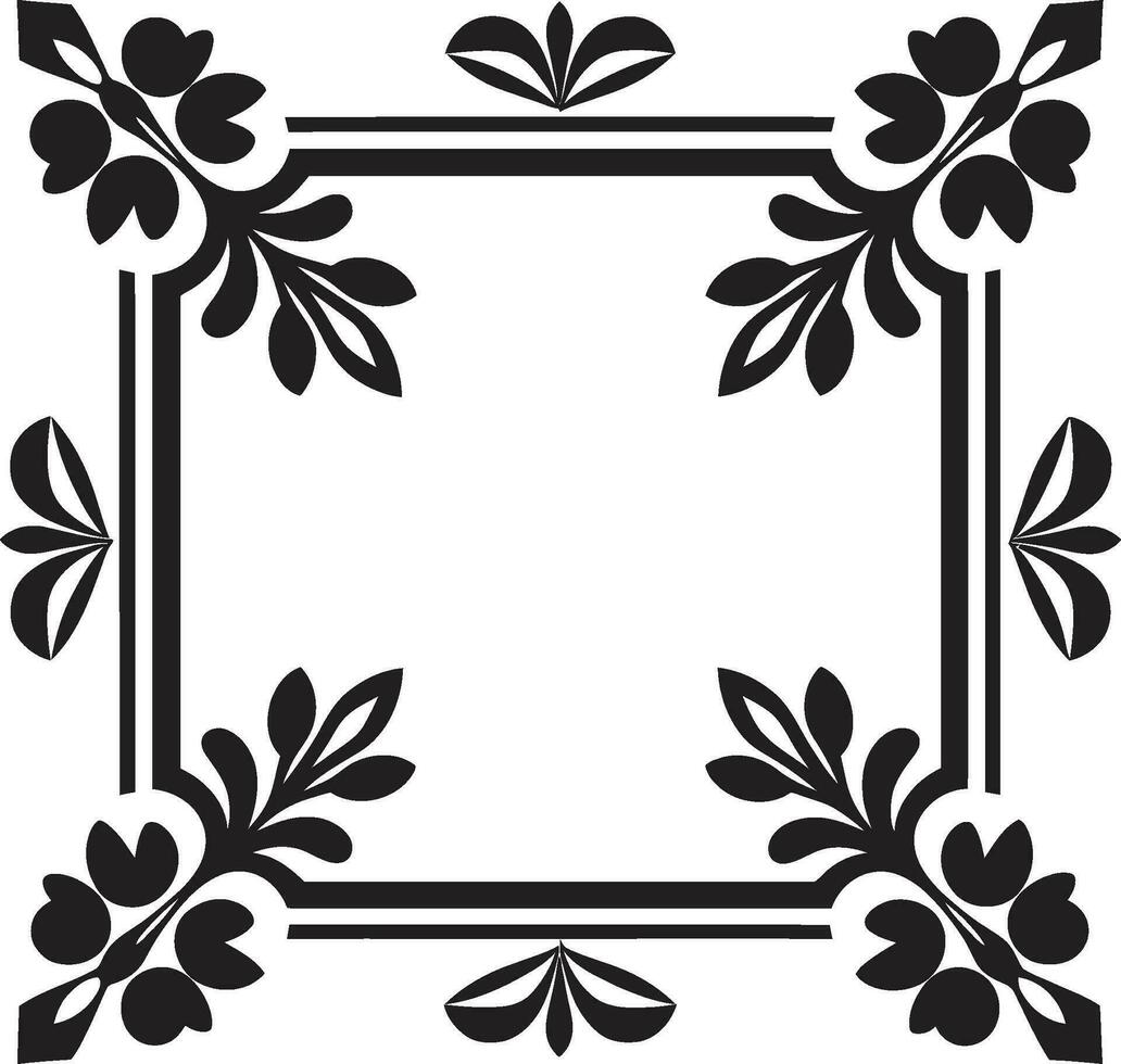 Abstract Petal Mosaic Black Floral Pattern Structured Florals Geometric Tile Logo in Black vector