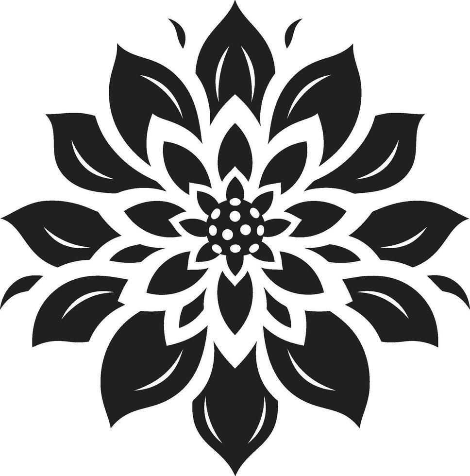 Clean Vector Petal Sketch Sleek Hand Drawn Icon Whimsical Artistic Flower Simple Black Emblem