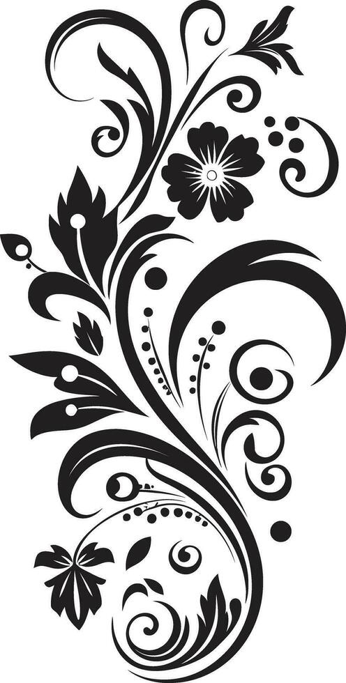 Radiant Handcrafted Vines Iconic Logo Symbol Mystical Floral Elegance Hand Rendered Vector Icon