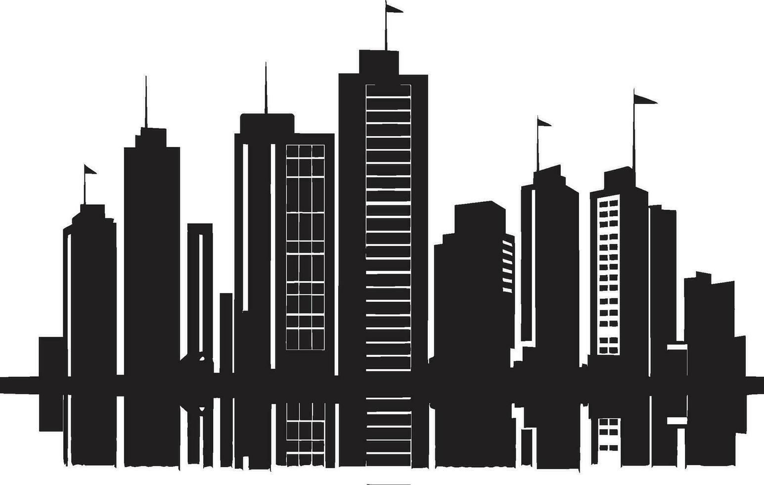 Metropolis Towerlines Multifloor Cityscape Vector Icon Urban Tapestry Heights Multifloor Building in Vector Emblem