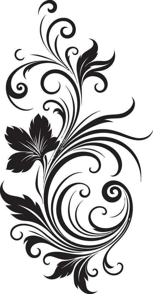 Chic Floral Impressions Black Vector Icon Radiant Handcrafted Vines Iconic Logo Symbol