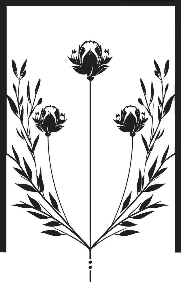 Elegant Botanical Outlines Hand Rendered Vector Logo Chic Noir Petal Sketch Minimal Hand Drawn Emblem