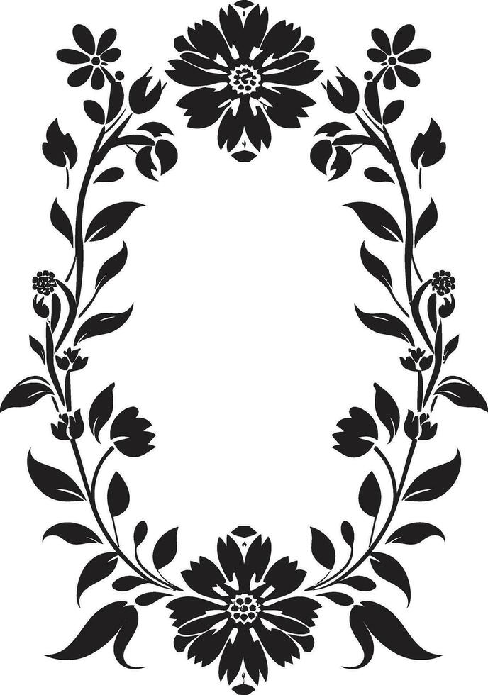 Mosaic Symmetry Geometric Floral Logo Vector Blooms in Tiles Black Icon Design