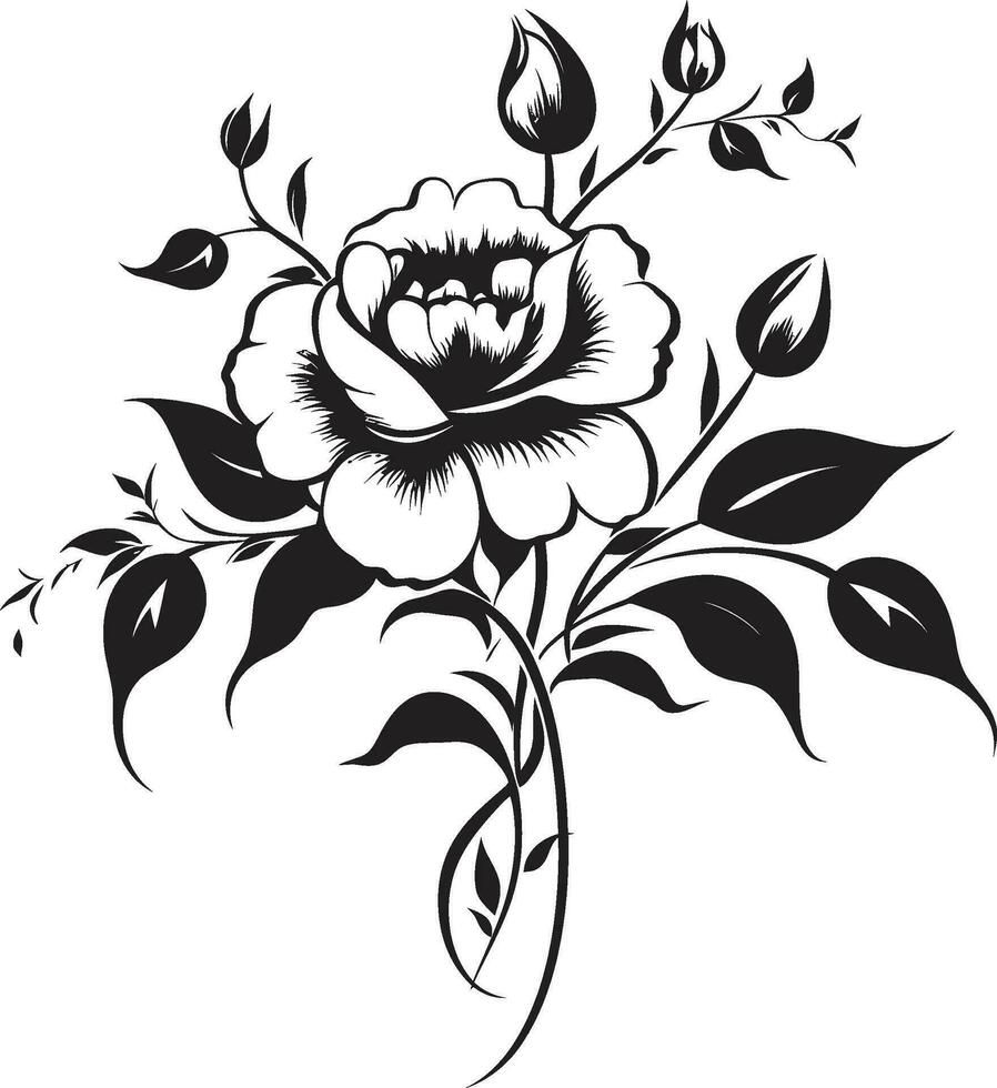 elegante entintado orquídeas mano dibujado floral iconografía noir florecer sonata intrincado vector logo bocetos