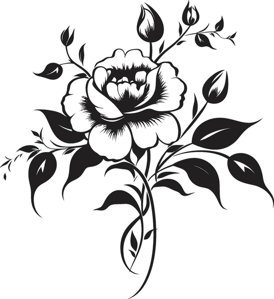 Chic Inked Orchids Hand Drawn Floral Iconography Noir Blossom Sonata Intricate Vector Logo Sketches