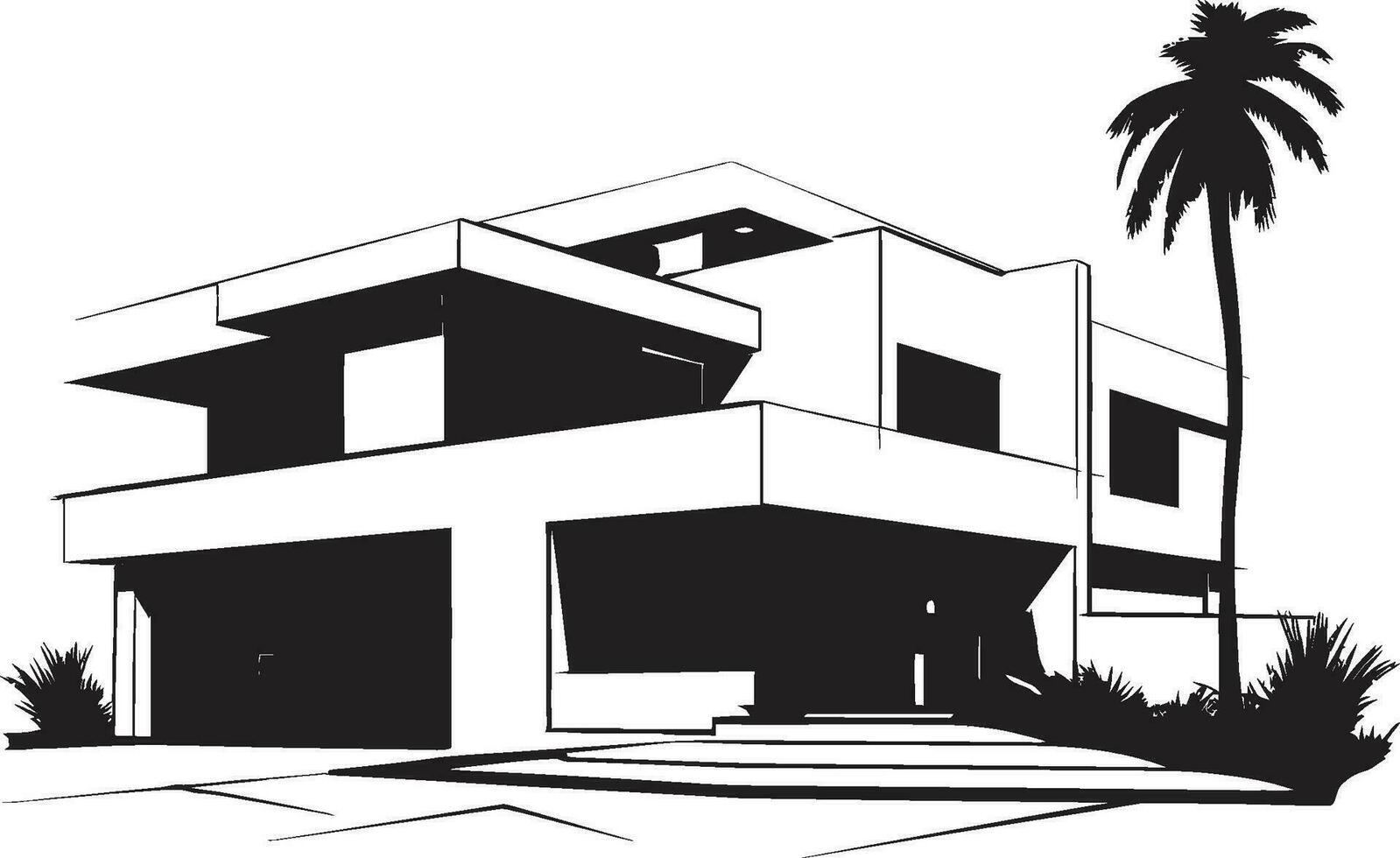 Contemporary Dwelling Essence Stylish Modern House Design Vector Icon Chic Habitat Mark Modern House Design Vector Logo