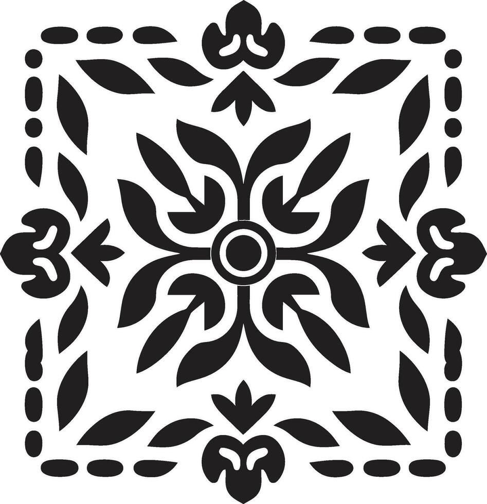 Abstract Petal Array Black Emblem Icon Tessellated Blooms Geometric Vector Pattern