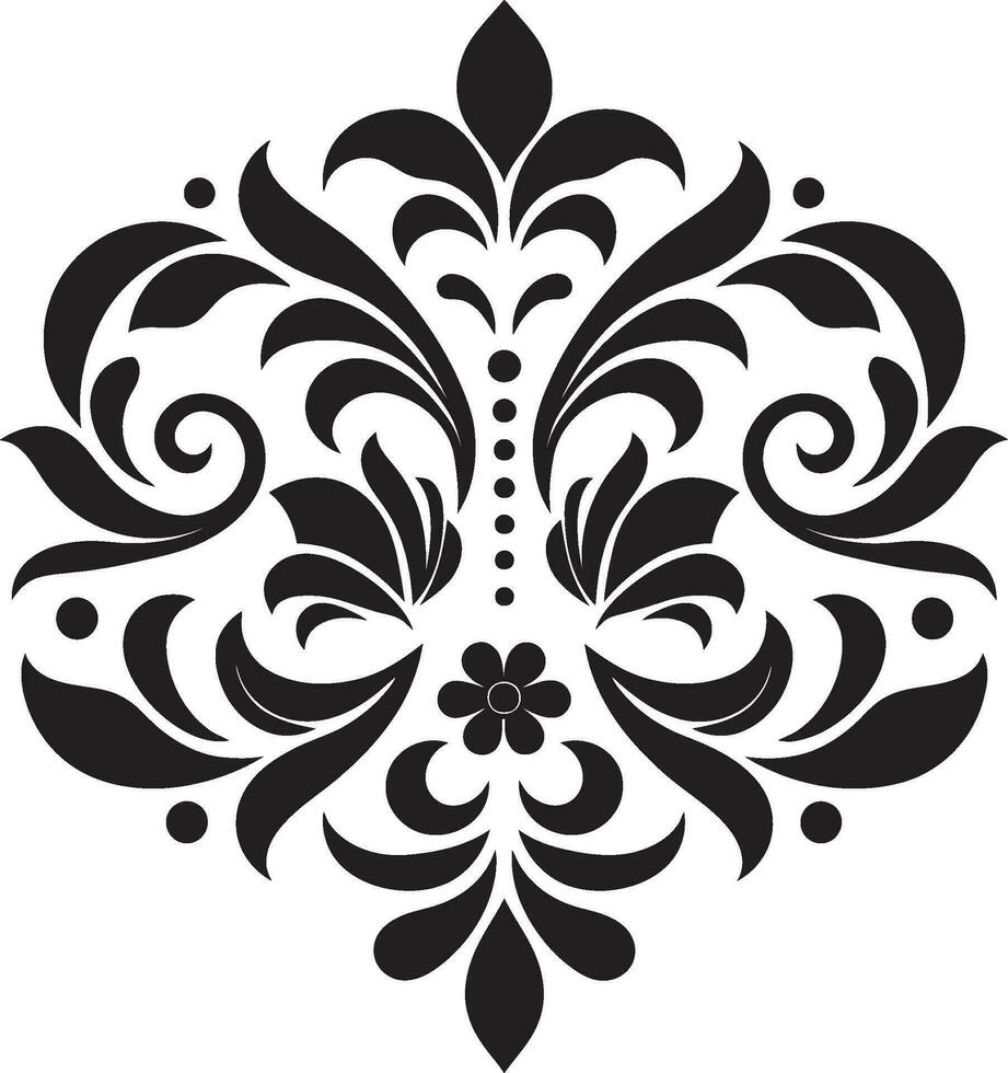 Flower Tessellations Black Emblem Design Symmetric Petal Artistry Geometric Vector Tile